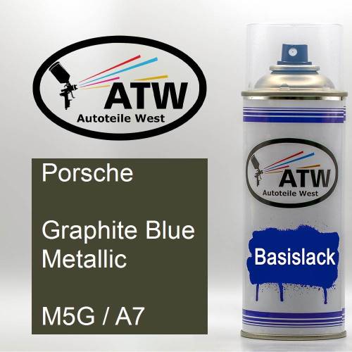 Porsche, Graphite Blue Metallic, M5G / A7: 400ml Sprühdose, von ATW Autoteile West.
